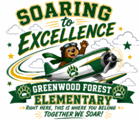 brown bear in white plane with motto soaring to excellence in green letters