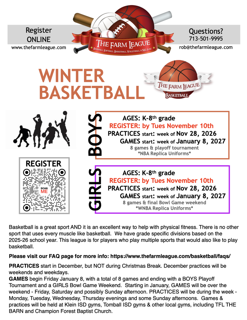 KISD Community Flyers: Farm League Winter Basketball Boys & Girls