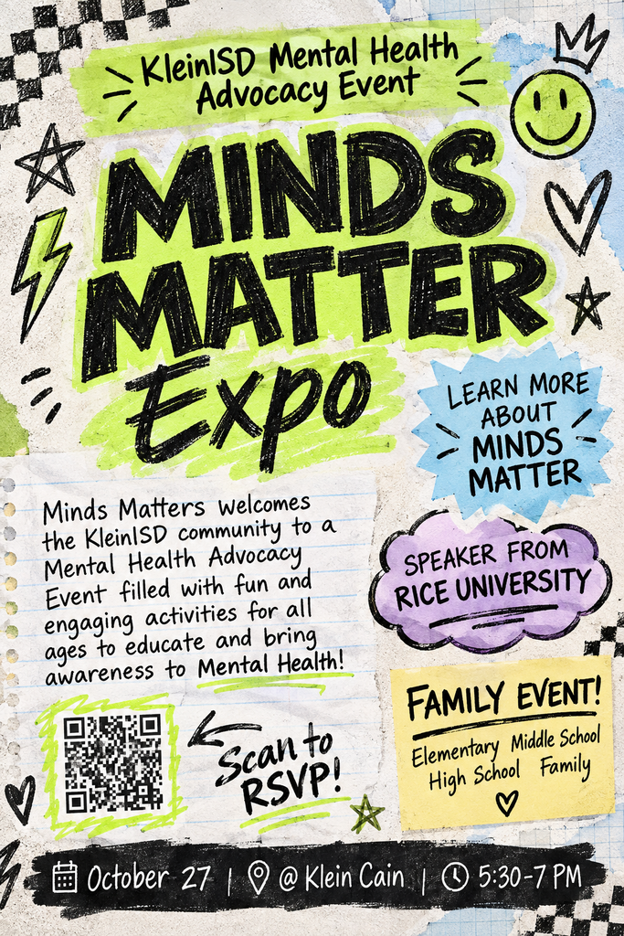 Poster has a black background with yellow and green text and shapes. A QR code is at the bottom.