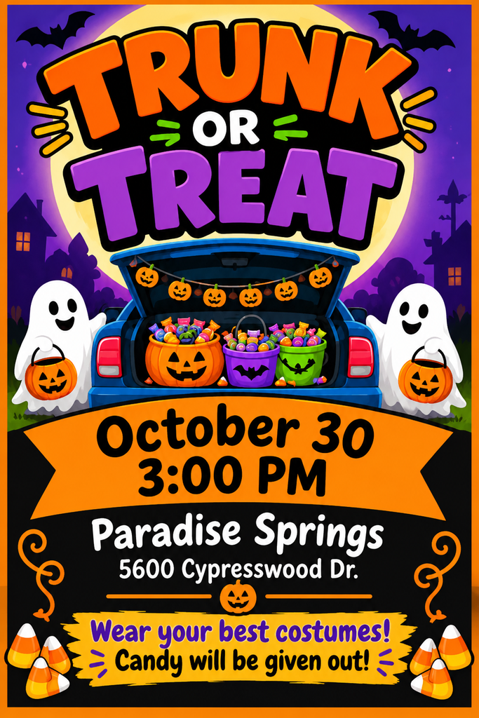 KISD: Community Flyer - Trunk or Treat Paradise Springs October 30 