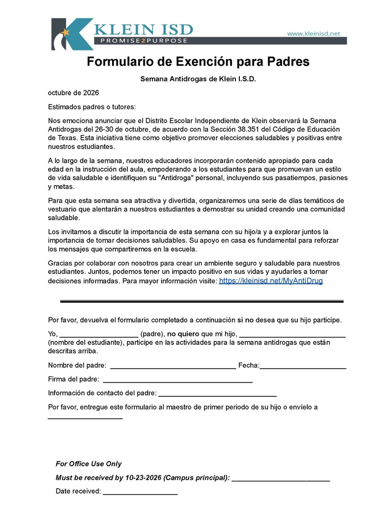 Opt out form