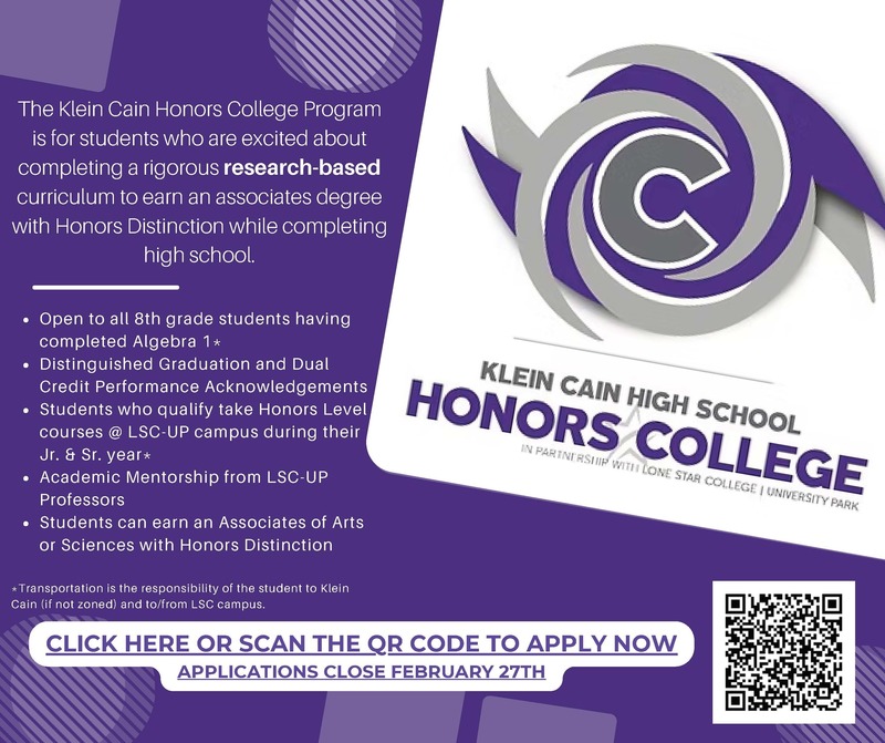 Klein Cain Honors College Flyer