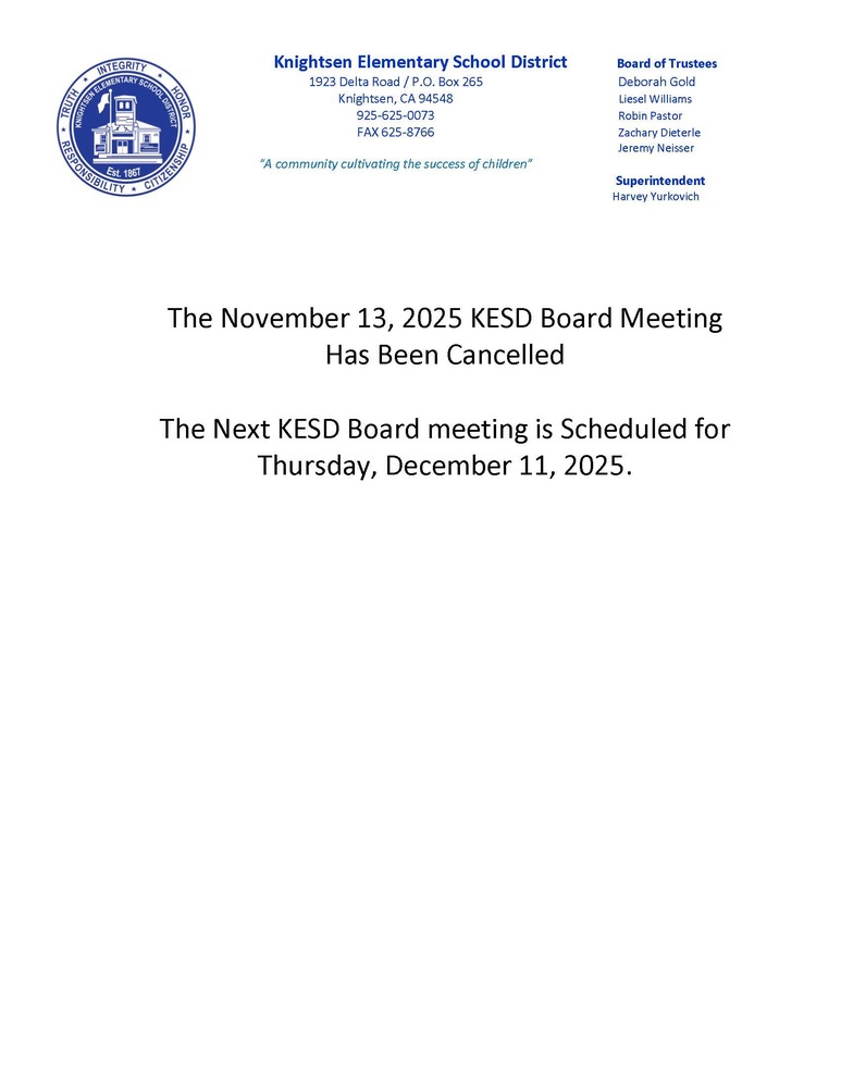 Board Meeting - Cancelled