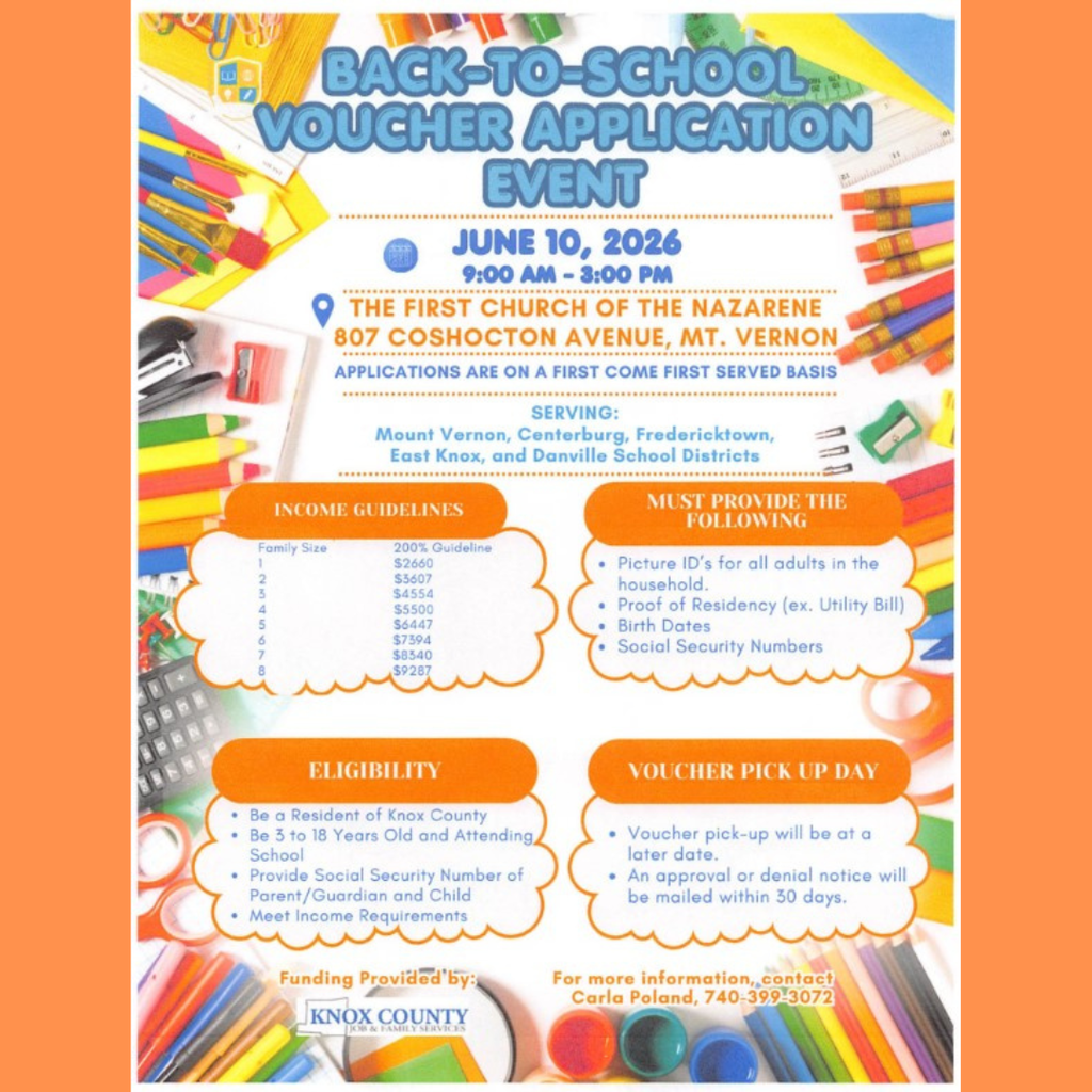 Back to School Voucher Application Event, June 10, 2026, 9:00 am-3:00 pm