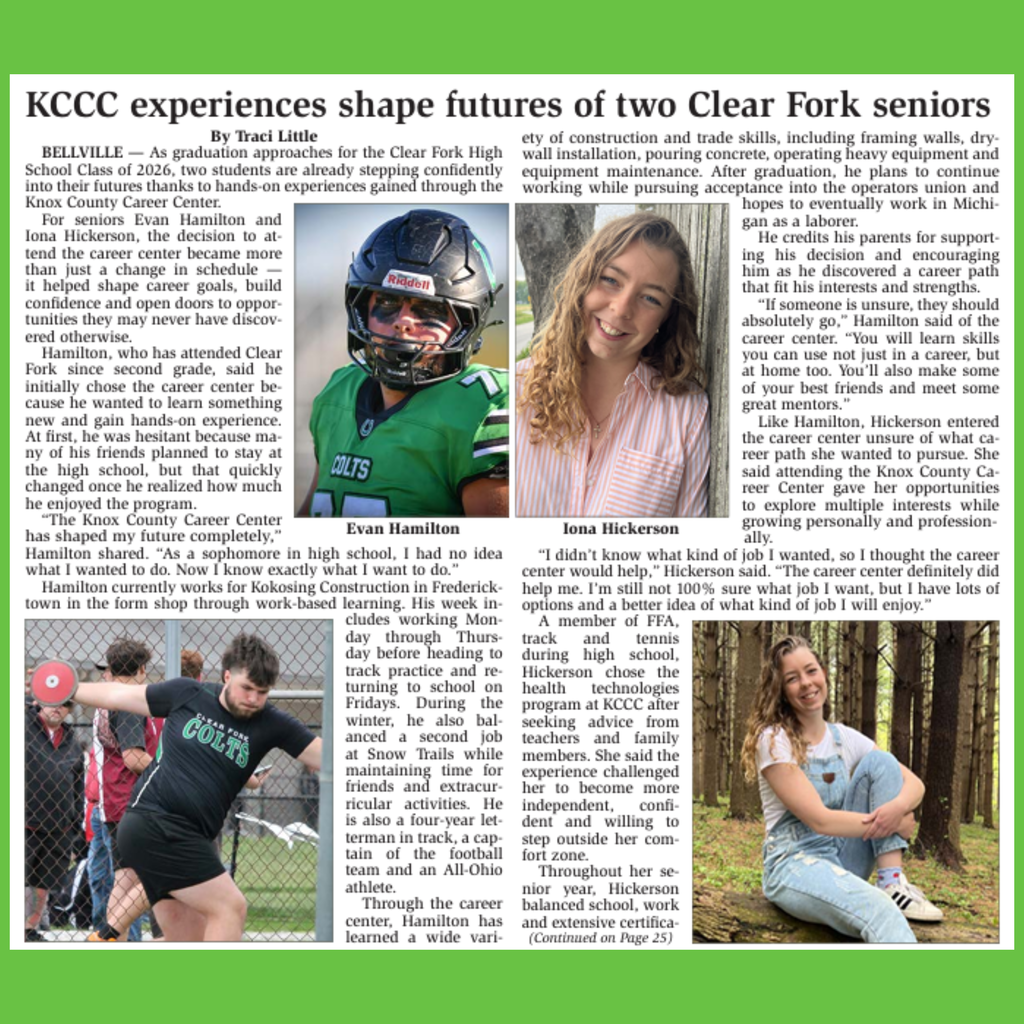 KCCC Experiences Shape Futures of Two Clear Fork Seniors