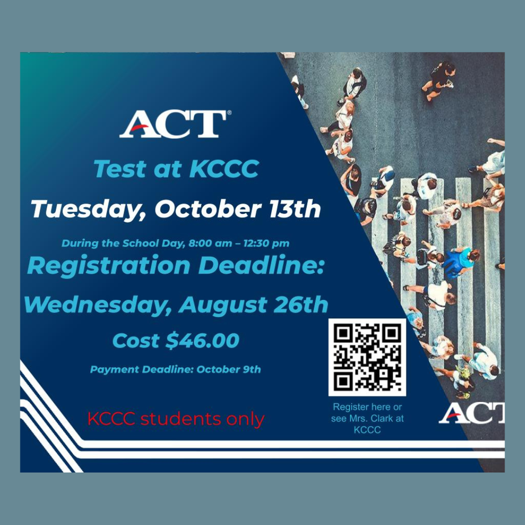 ACT Test at KCCC, Tuesday, October 13th