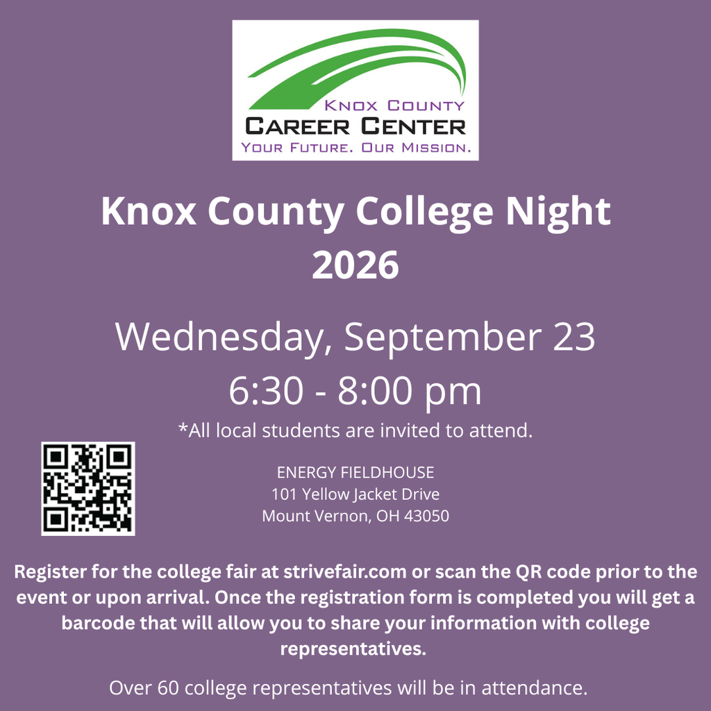 Knox County College Night, Wednesday, September 23, 6:30-8:00 pm