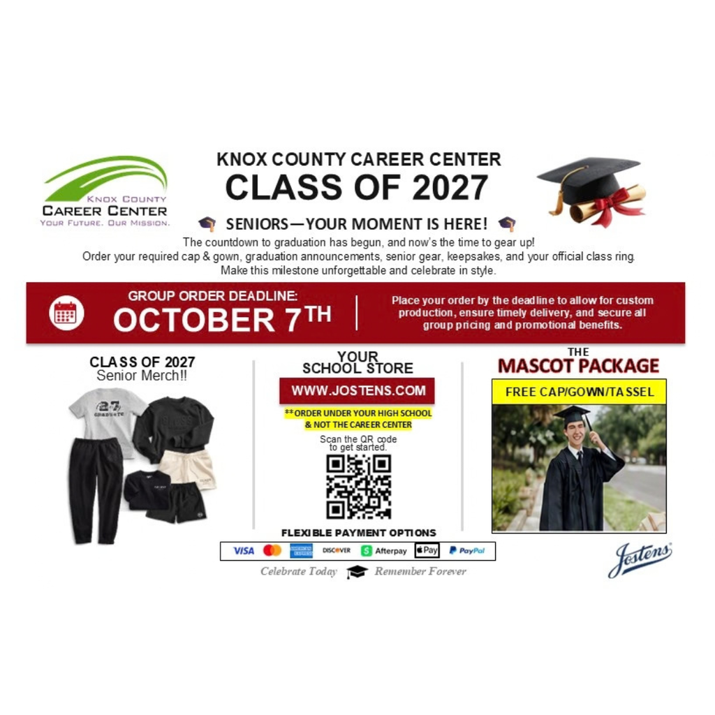 Jostens Class of 2027 KCCC order