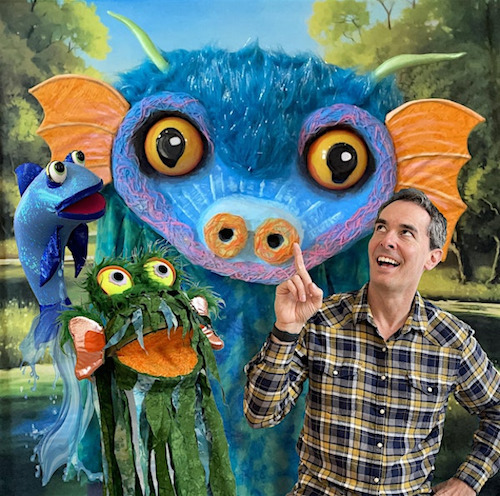 Dylan Shelton and friends from “The Wonders of Wiggly River.” Copyright: River City Puppets