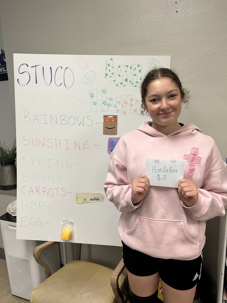 STUCO Egg Hunt is complete!   High School students searched for eggs all day. They were looking for letters to spell words to earn prizes. The game started at 9:03 am and officially ended at 3:00 pm. There were also eggs with snack/candy coupons so many prizes were won throughout the day!  Here are our big winners!   Have a wonderful Spring Break. 