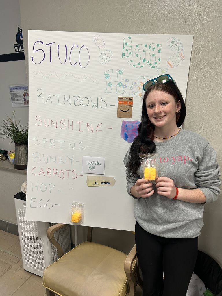 STUCO Egg Hunt is complete!   High School students searched for eggs all day. They were looking for letters to spell words to earn prizes. The game started at 9:03 am and officially ended at 3:00 pm. There were also eggs with snack/candy coupons so many prizes were won throughout the day!  Here are our big winners!   Have a wonderful Spring Break. 