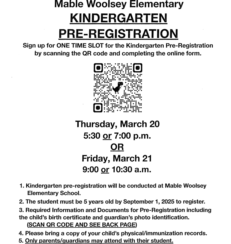 Kindergarten Pre-Registration