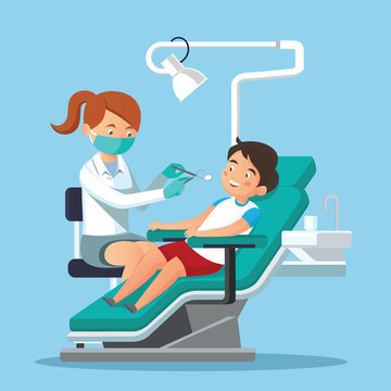 student in dentist chair with hygienist