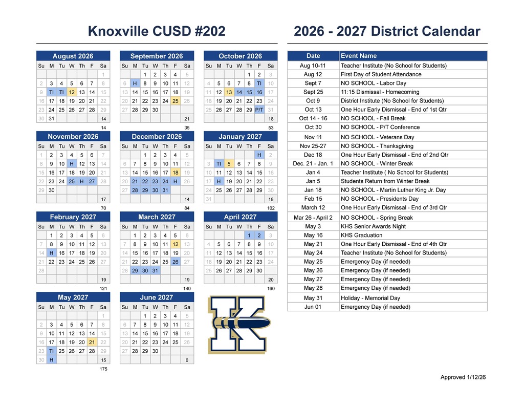 26.27 District Calendar