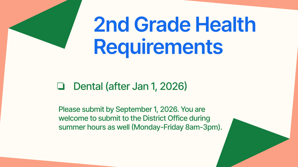 2nd grade needs a dental exam