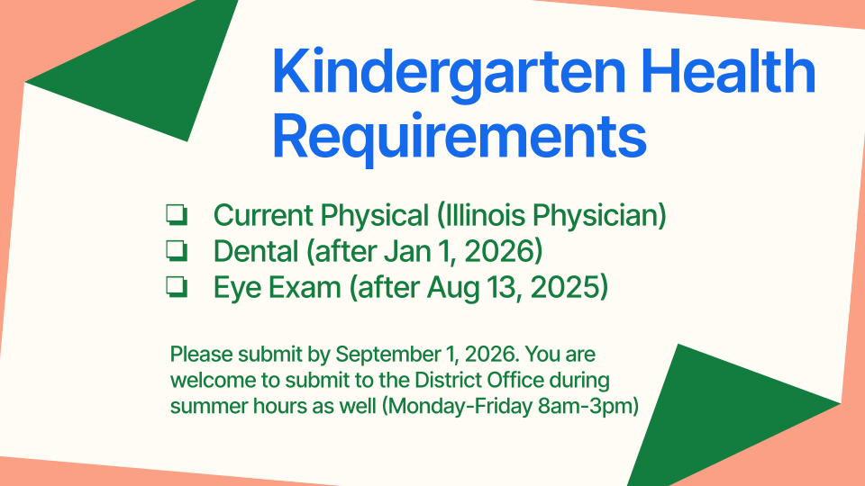 Kindergarten needs current physical dental and eye exam