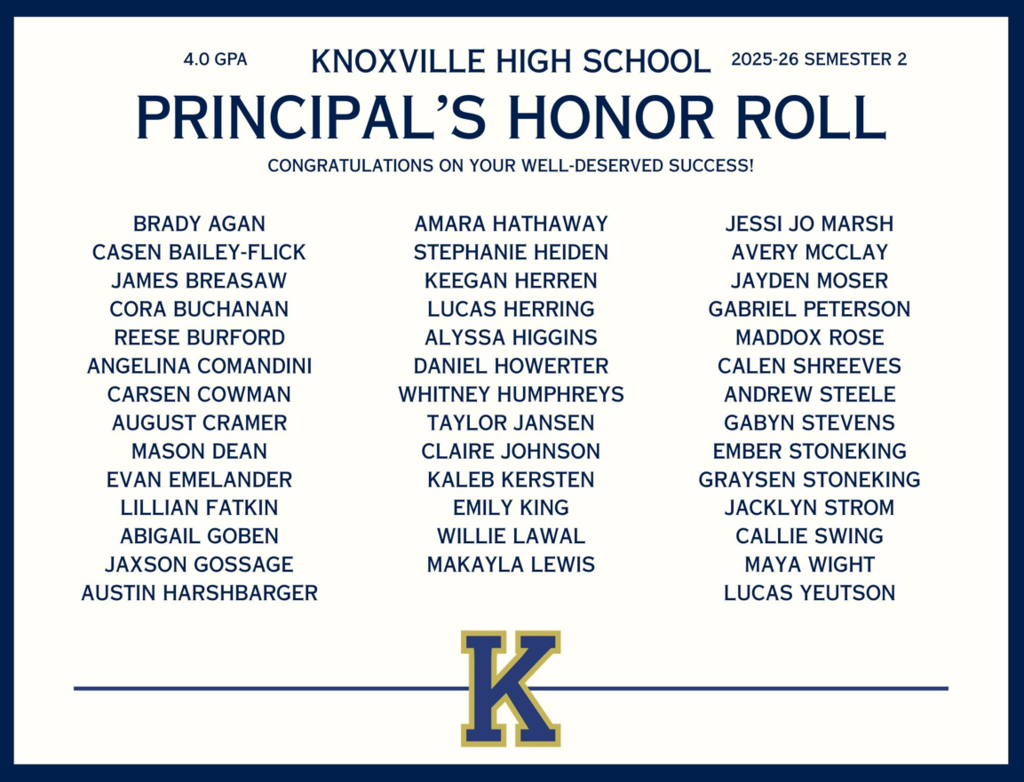 Principal's Honor Roll: 4.0 GPA