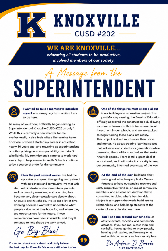 Superintendent Message #1