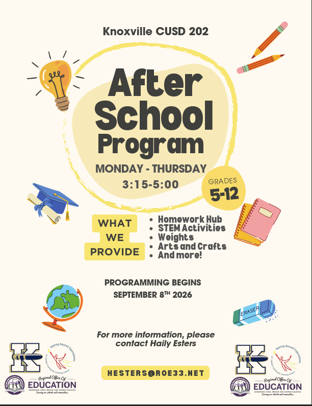 After School Program M-Th 3:15-5:00pm Begins Sept 8th