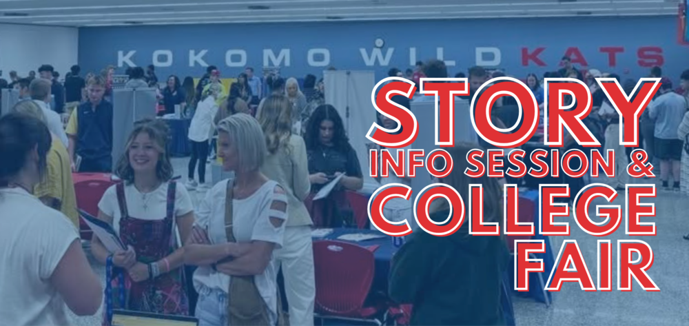 students speaking with college representatives STORY Info Session and College Fair