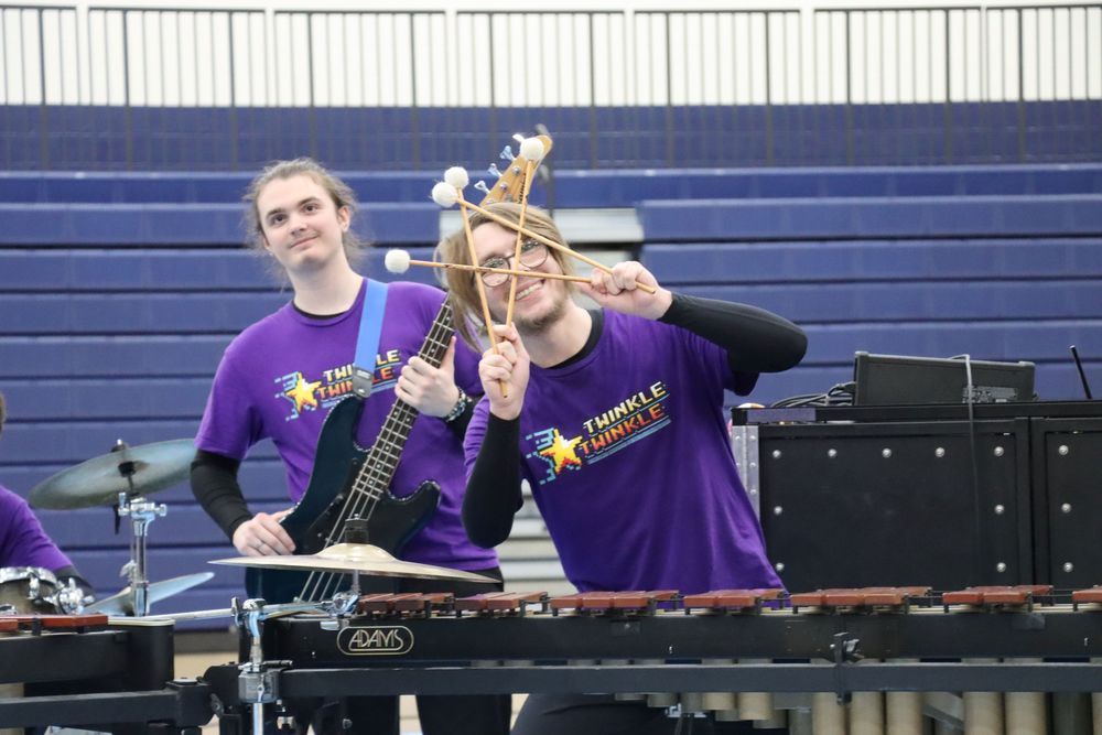 Senior Miles Fairchild performs with the indoor percussion ensemble during the 2026 Winter Showcase.