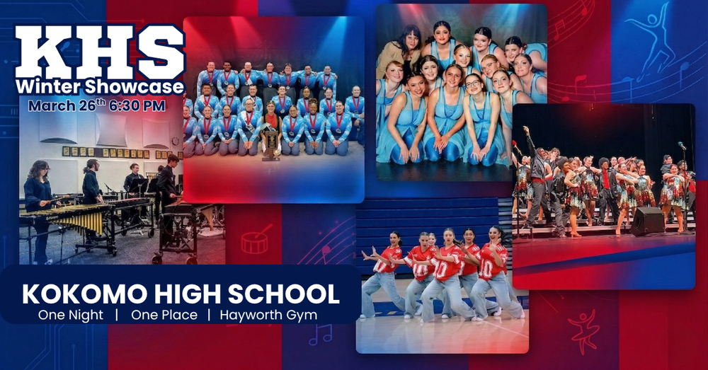 khs winter showcase kokomo high school one night one place hayworth gym percussion winds dance choir 