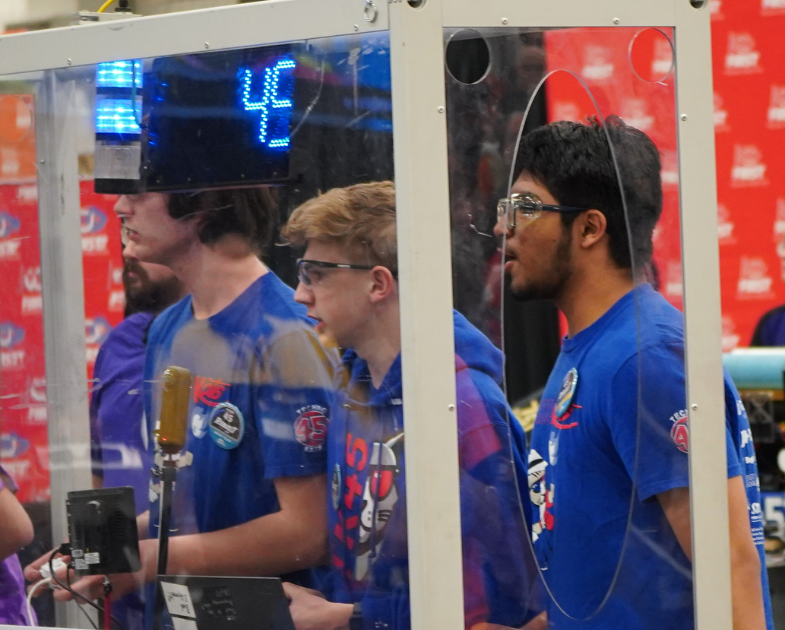 students using robot