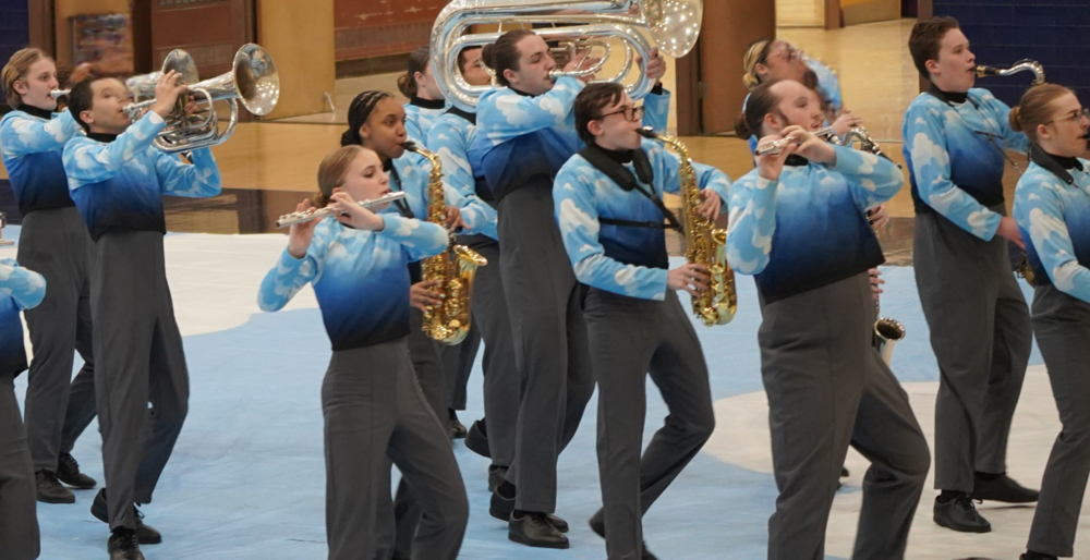 high school student musicians indoor winds band