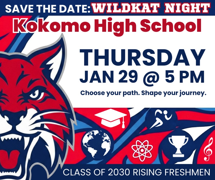 wildcat mascot with text for Wildkat night January 29 at 5pm