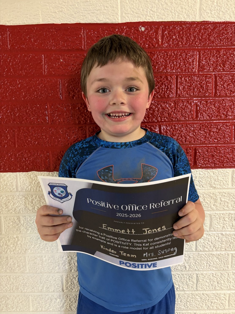 Students hold their positive office referral for May 2026.