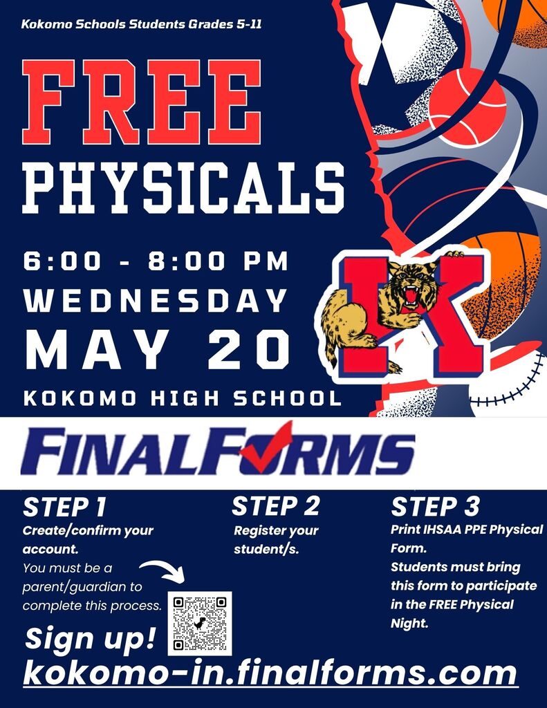 Free Physicals Night at Kokomo High School May 20 6-8 PM