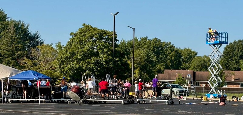 band practicing on blacktop