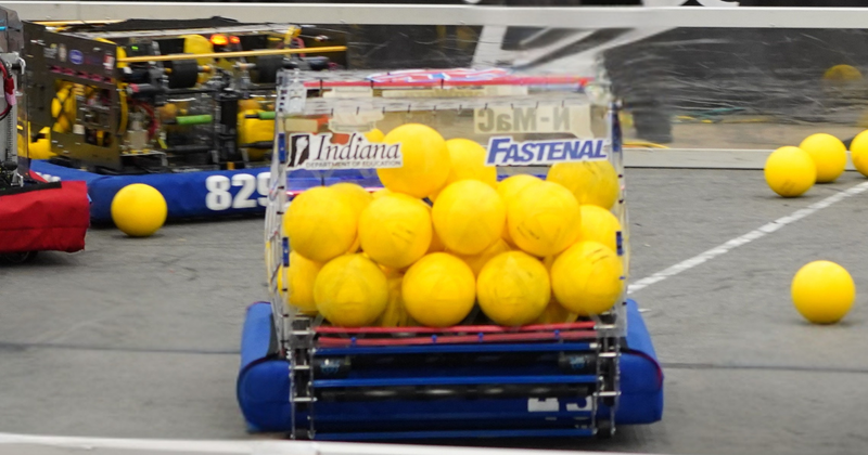 robot with balls in hopper