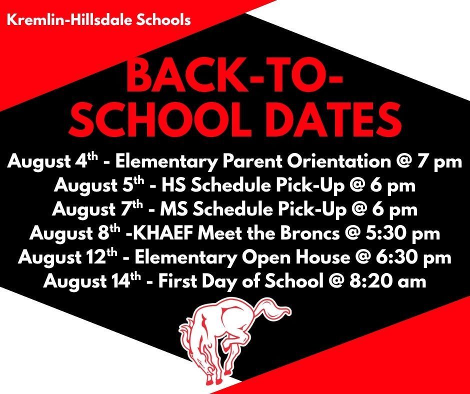 SY 25-26 Back to school dates