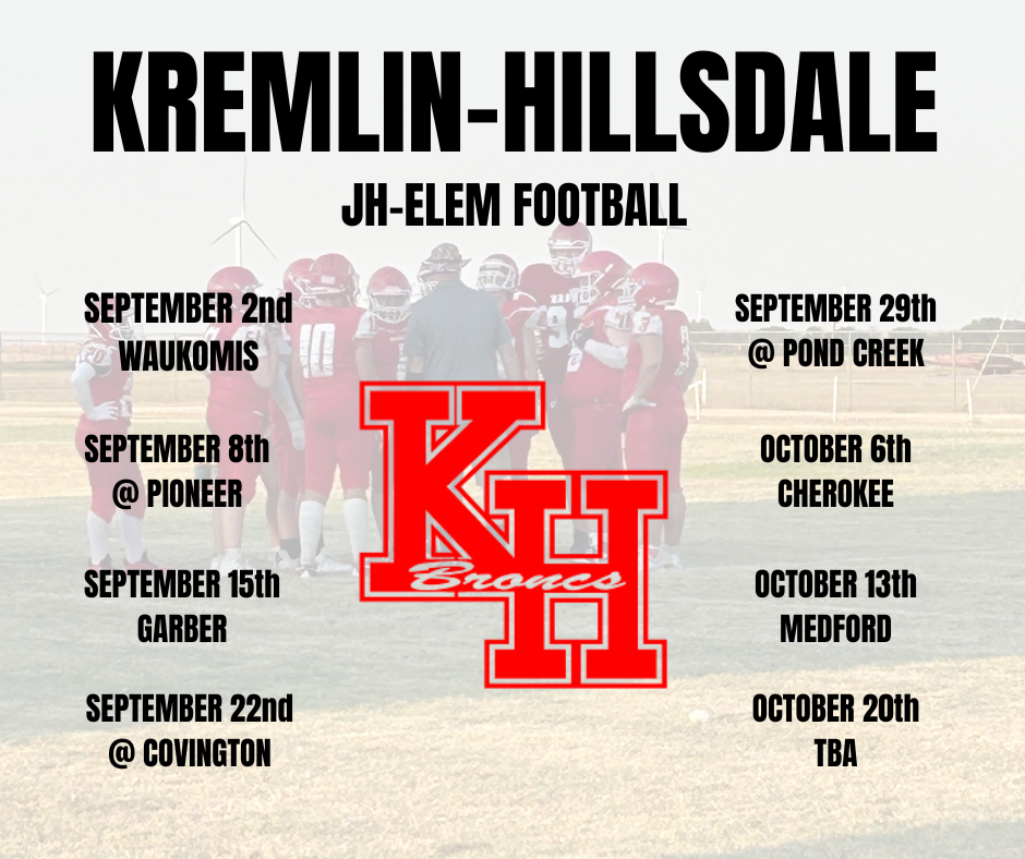 JH/ELEM BRONC FOOTBALL SCHEDULE 25-26