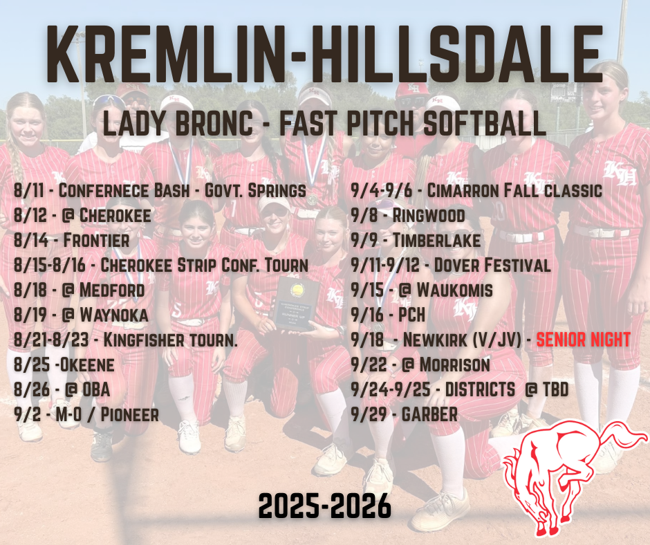 Lady Bronc Fast Pitch Schedule 25-26