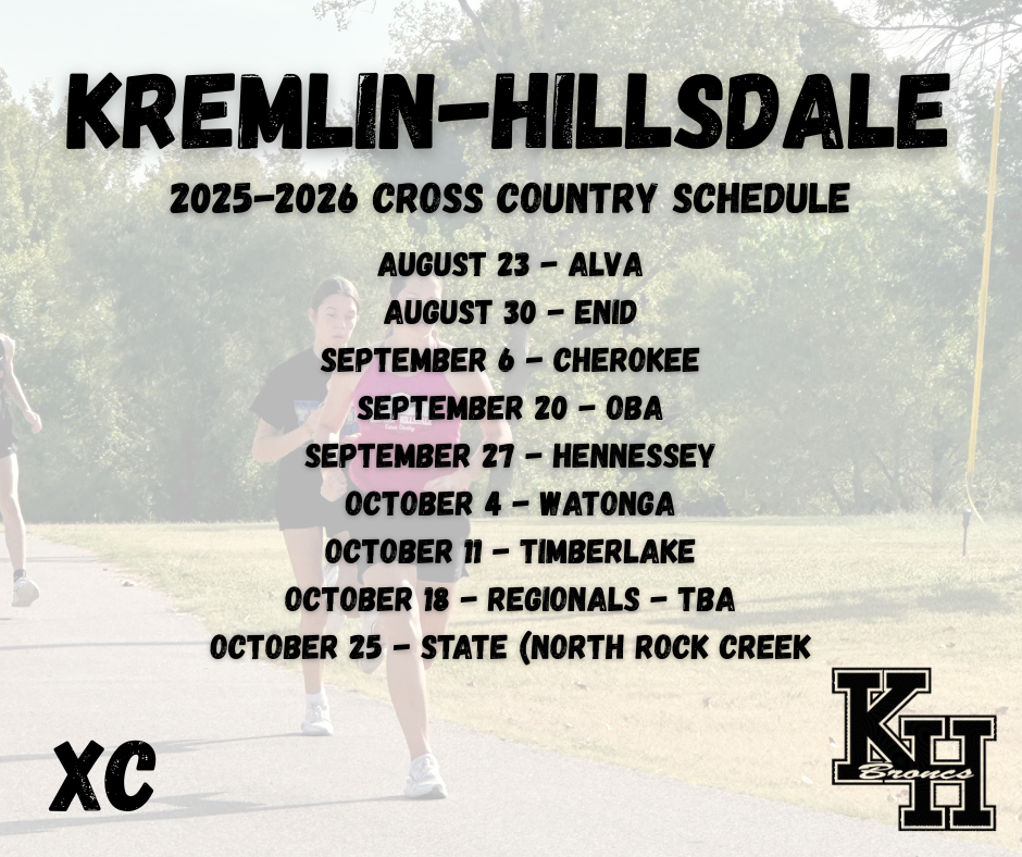 2025-2026 Cross Country Schedule