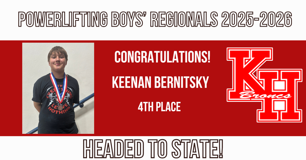 Powerlifting Regionals - 4th Place Keenan Bertnitsky (pictured) - Headed to State