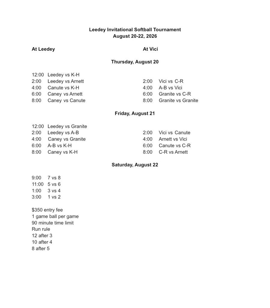 leedey tournament bracket