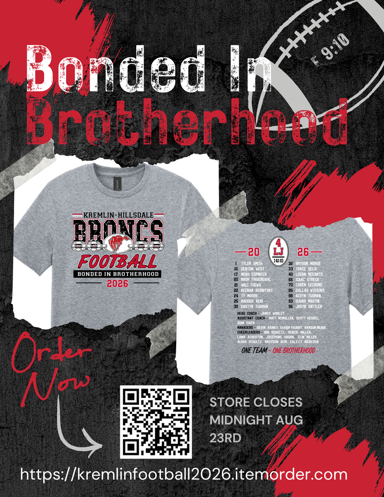 Bonded in Brotherhood KHS football t shirt order form.
