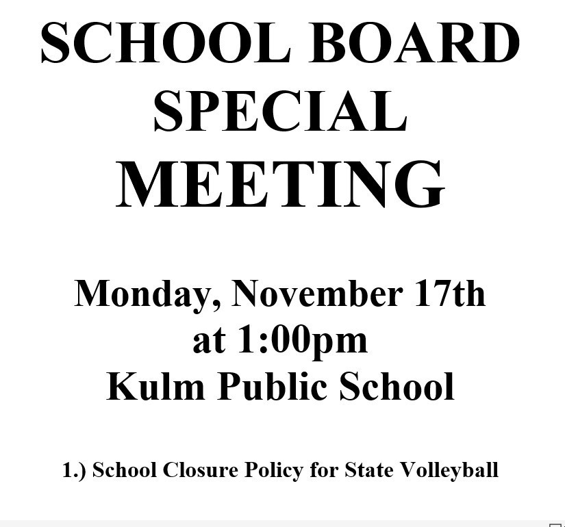 Special SB mtg Nov 17th