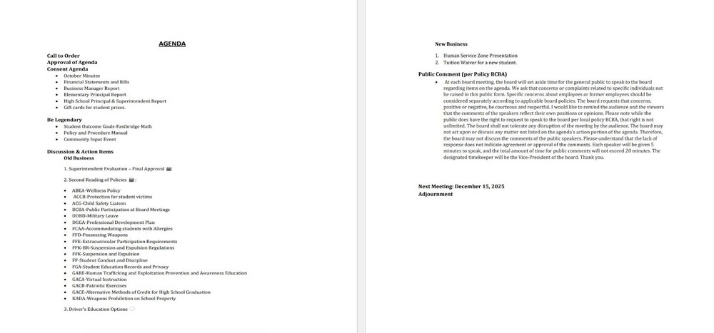 November 12 2025 SB Agenda