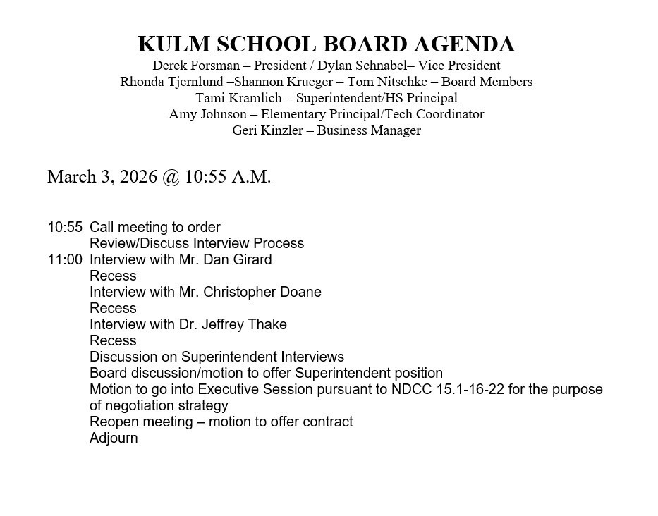 March 3 2026 Special Mtg