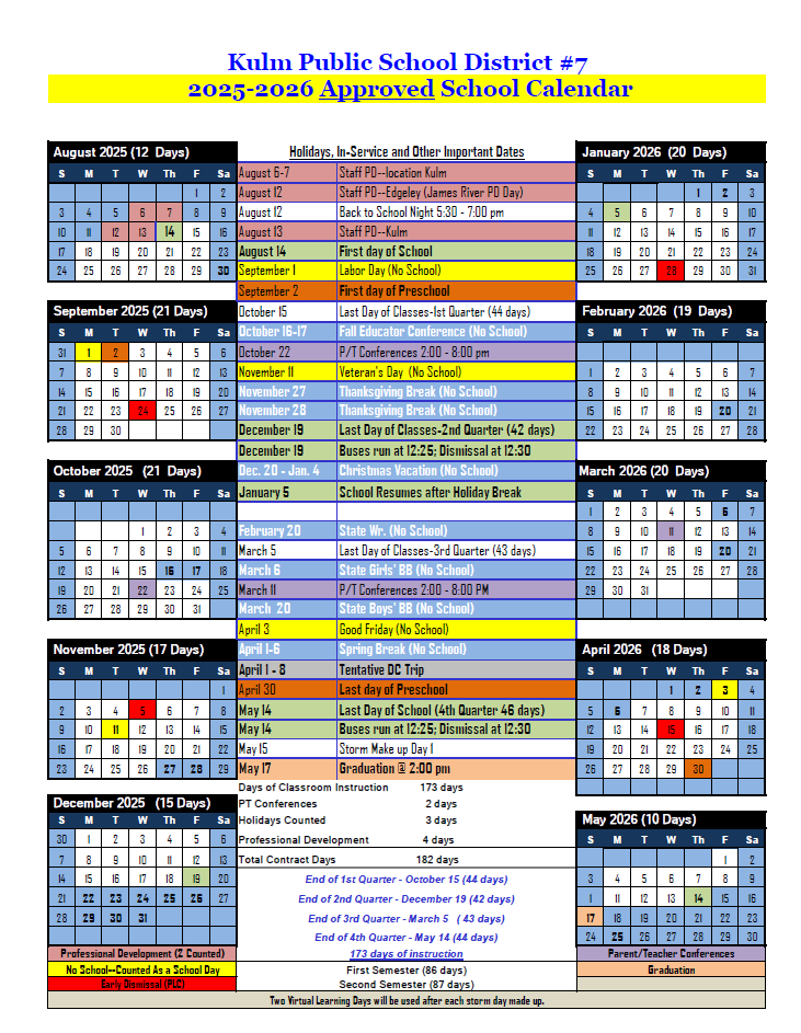 25-26 School Calendar