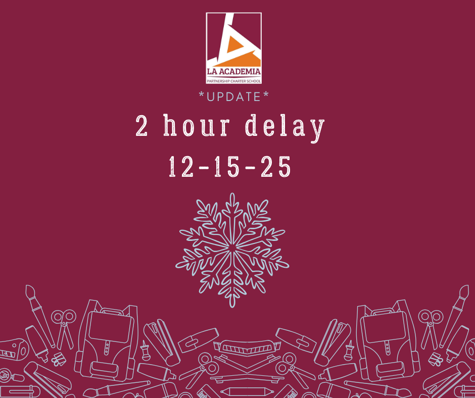 ⏰❄️ 2-Hour Delay Notice ❄️⏰ Due to weather conditions, LAPCS will have a 2-hour delay tomorrow, 12/15/25. Please plan accordingly and travel safely. We look forward to welcoming everyone into the building after the delay! Stay warm and see you soon
