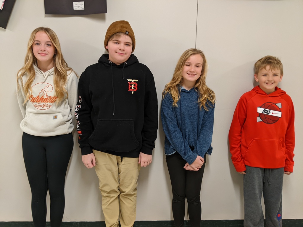 La Crescent-Hokah Middle School Students of the month for November were from left to right: Brynn Johnson, 8th-grade; Owen Heintz, 7th-grade; Elizabeth Bednarchuk, 6th-grade; and Aidan Wolowicz, 5th-grade