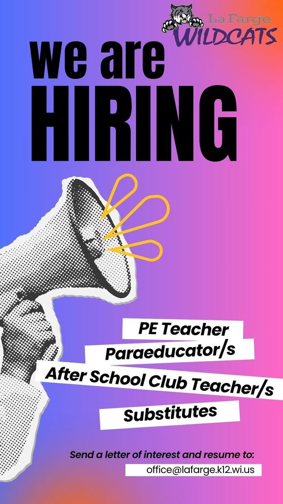 Hiring: PE Teacher, Paraeducator/s, After School Club Teacher/s, and Substitutes for all positions!
