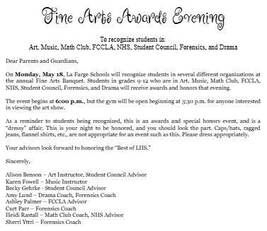 Fine Arts Night Info