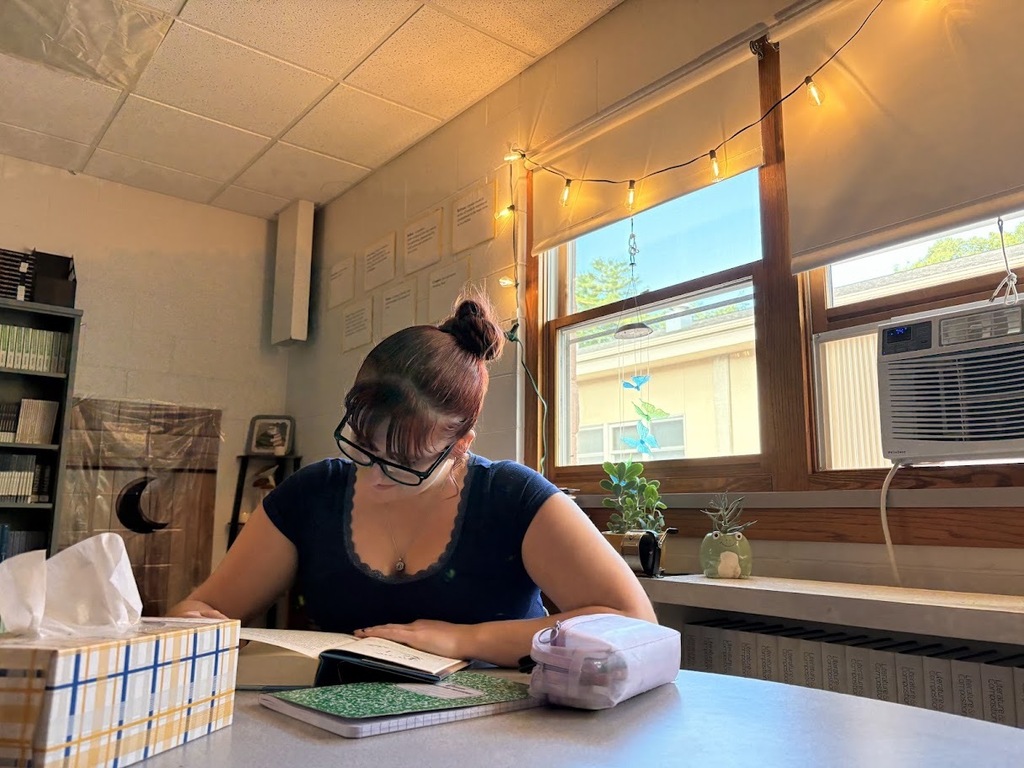 student reading novel