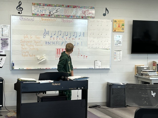 reading music off the board on piano